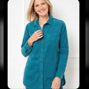 Talbots Boyfriend Shirt Corduroy Green XXLP